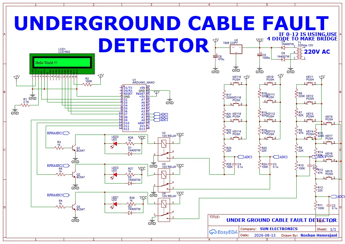 Schematic_UNDERGROUND-CABLE-FAULT-DETECTOR_2026-08-13 Schematic_UNDERGROUND-CABLE-FAULT-DETECTOR_2026-08-13