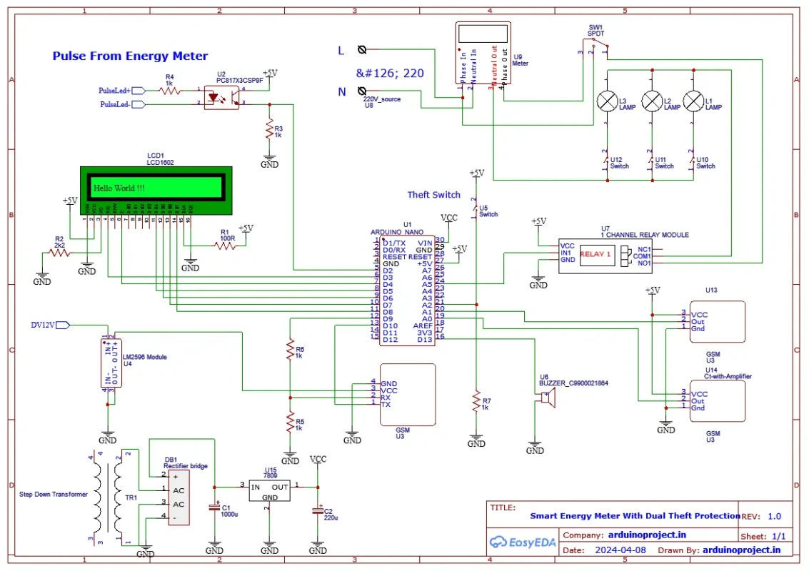 Prepaid Energy Meter Using Gsm Circuit Diagram